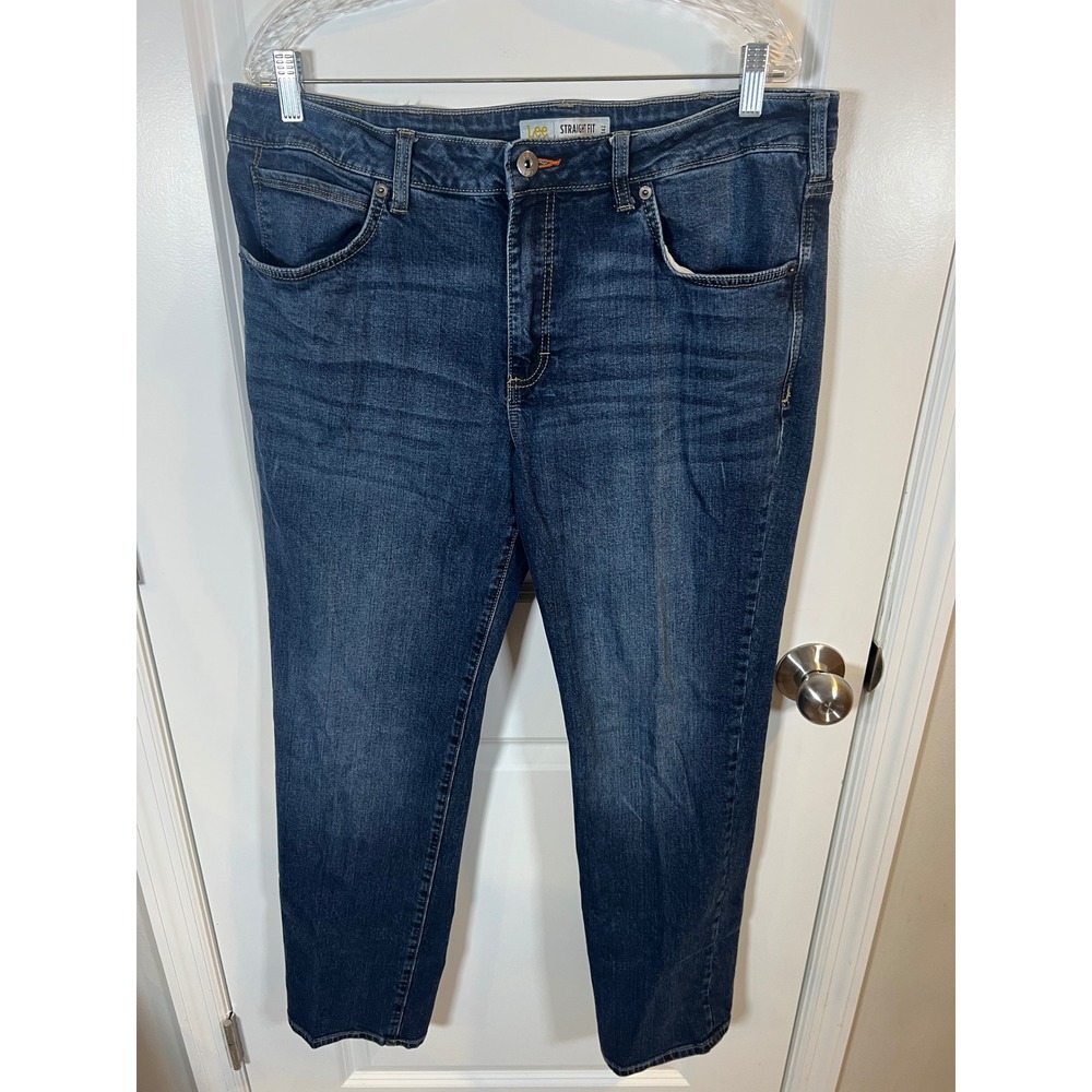Lee Mens Straight Fit Jeans Modern Series Dark Blue 38x32
